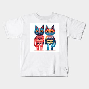 Mexican Alebrijes,Huichol Art,Papel Picado- cat Kids T-Shirt